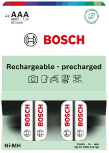 AKUMULATOR WSTĘPNIE NAŁADOWANY BOSCH  4SZT AAA HR03B4P950/00 950mAh 1