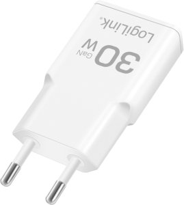 LogiLink USB Wall Charger, GaN, 1port, USB-CF, PD 30W, slim, white 2