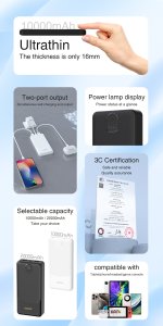 Dudao K10 powerbank 10000mAh 10 Watt Hvid 3