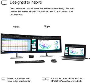 Monitor HP Series 5 Pro 24 inch WUXGA Monitor - 524pn, 61 cm (24"), 1920 x 1200 pixels, WUXGA, LCD, 5 ms 3