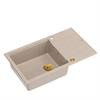 Zlewozmywak GraniteQ EVAN 136 XL GraniteQ zlewozmywak z syfonem Push To Open 1-komorowy z/o (860x500x210; kom. 420x490) pearl beige / elementy złote 3
