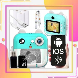 APARAT NATYCHMIASTOWY CYFROWY FOTOGRAFICZNY MINI DRUKARKA TERMICZNA DRUKUŚ + KARTA 32GB 2