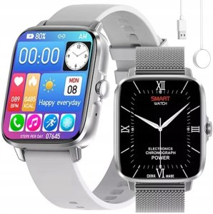 SMARTWATCH DAMSKI ZEGAREK ROZMOWY EKG PULS 2 PASKI 1