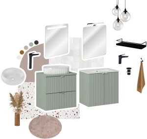 Zestaw meblowy 80cm z blatem i umywalką nablatową Pati 3