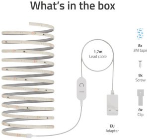 Hombli HBLS-0324, Universal strip light, Ambience, Indoor, Adhesive tape, White, IP20 4