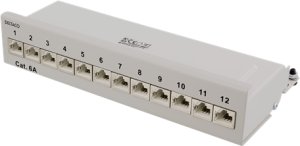 Deltaco PAN-212, 10 Gigabit Ethernet, Fast Ethernet, Gigabit Ethernet, 10000 Mbit/s, RJ-45, Cat6a, 22/26, Grey 1