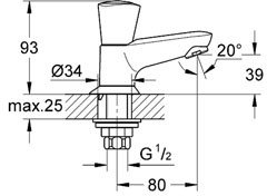 GROHE Costa S, Bathroom sink, Rotary valves, Metal, 1/2", Chrome 2