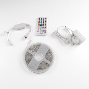 LED strip kit AVIDE, IP65, 150LED, RGB, 16W, music controller, timer, with remote control, 5m 1