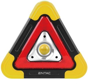 LED flashlight ENTAC, IP44, 5W, 300lm, rechargeable, solar and USB, triangle f., emergency sign function 1