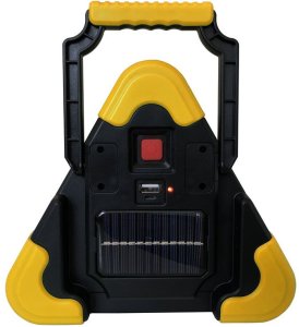 LED flashlight ENTAC, IP44, 5W, 300lm, rechargeable, solar and USB, triangle f., emergency sign function 2