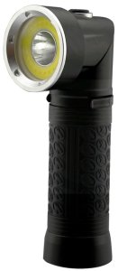 LED flashlight ENTAC, IP44, 5W, 500lm, batteries 3xAAA (not included), head rotates 90deg, black, 4x14cm 2