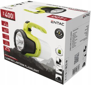 LED camping flashlight ENTAC, IP44, 5W, 400 lm, USB rechargeable, 13.8 x 9.6 x 17.8 cm 2