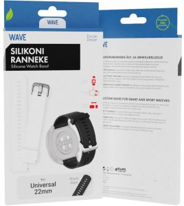 Wave silicone strap 22mm, for smartwatches and sports watches, black 1