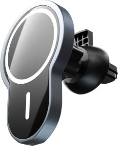 Wave magnetic Qi charging stand for car, black 1