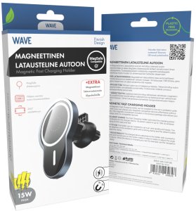 Wave magnetic Qi charging stand for car, black 4