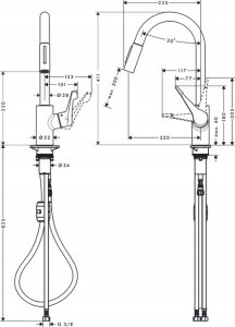 Bateria kuchenna Hansgrohe HG DIY Cento XL Baterie kuchenne - z wyciągiem chrom HG nr. 14803 4