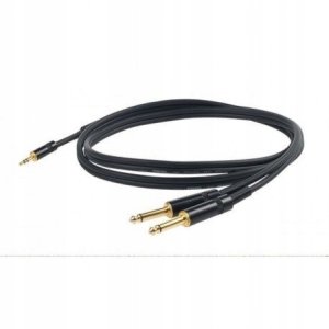 PROEL 3.5mm stereo male - 2 x 6.3mm mono male, 3m, black 1
