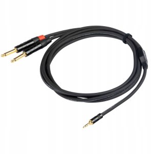 PROEL 3.5mm stereo male - 2 x 6.3mm mono male, 3m, black 1