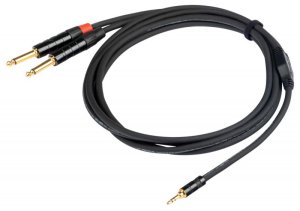 PROEL 3.5mm stereo male - 2 x 6.3mm mono male, 1.5m, black 1