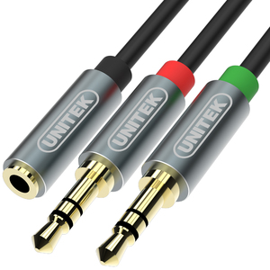 Kabel Unitek Jack 3.5mm - Jack 3.5mm x2 0.2m srebrny (Y-C957ABK) 2