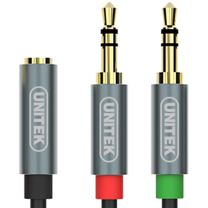 Kabel Unitek Jack 3.5mm - Jack 3.5mm x2 0.2m srebrny (Y-C957ABK) 3