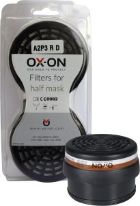 OX-ON filtersæt A2P3D - A2P3 filtre til anvendelse mod organiske dampe. 2 stk 1
