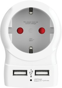 Skross 1.500282, Type C (Europlug), Type C (Europlug)+Type F, Type C (Europlug), Type E (FR), Type F, 100 - 250 V, 50 - 60 Hz, White 1