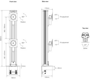 Multibrackets M VESA Deskmount HD Dual Vertical Widescreen 32" - 50", Clamp/Bolt-through, 48 kg, 81.3 cm (32"), 127 cm (50"), 100 x 100 mm, Black 6
