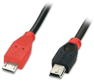 Kabel USB Lindy microUSB - miniUSB 1 m Czarny (31718) 1