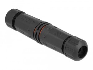 DeLOCK Cable connector for outdoor 3 pin, IP68 waterproof, screwable, cable diameter 4.5 - 7.5 mm black, Straight, 85 - 260 V, Black, IP68, 25 mm, 114 mm 1
