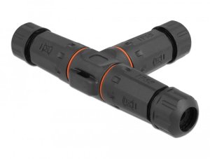 DeLOCK Cable connector T-shape for outdoor 2 pin, IP68 waterproof, screwable, cable diameter 4.5 - 7.5 mm black, Straight, 85 - 260 V, Black, IP68, 1 pc(s), China 1