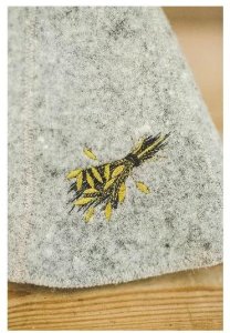 SAUNA HAT WITH WHISK PIC GREY HALF-WOOL 2