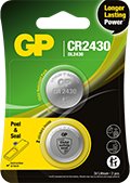 GP Batteries Lithium CR2430, Single-use battery, CR2430, Lithium-Manganese Dioxide (LiMnO2), 3 V, 2 pc(s), Chrome 2