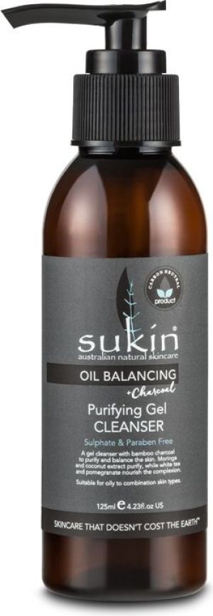Sukin OIL BALANCING Oczyszczający żel do mycia twarzy z aktywnym węglem 125ml 1