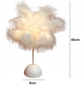 Lampka Nocna LED Dekoracyjna Ozdobna Na Biurko Piórka Na Baterie 40cm 5