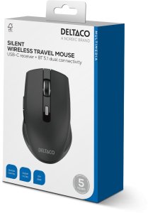 Mysz Deltaco Silent Wireless USB-C Travel Mouse with USB-C Receiver,black 9