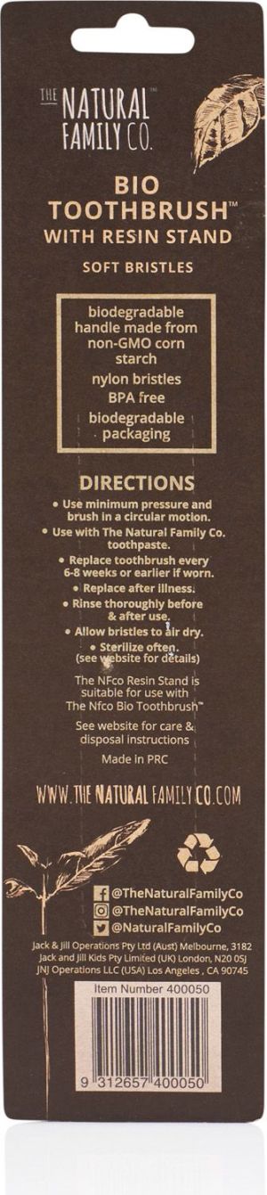 THE NATURAL FAMILY CO Biodegradowalna szczoteczka do zębów i stand, soft, Ivory Desert 3