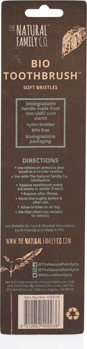 THE NATURAL FAMILY CO Biodegradowalne szczoteczki do zębów, 2szt., soft, Pirate Black i Monsoon Mist 2