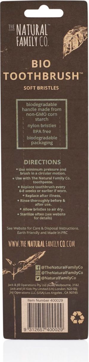 THE NATURAL FAMILY CO Biodegradowalne szczoteczki do zębów, 2szt., soft, Pirate Black i Ivory Desert 2