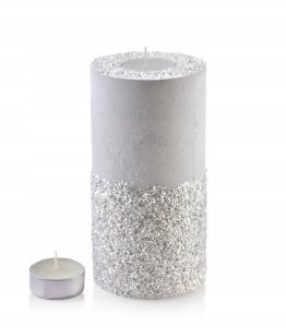ŚWIECA LAMPION WALEC 120X240 DIAMENT BIAŁY PORCELANA 1