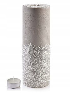 ŚWIECA LAMPION WALEC 120X360 DIAMENT LEN BIAŁY 1