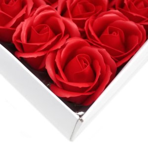 Czerwone Mydlane Róże - Komplet 50 sztuk w Pudełku 2