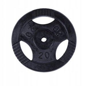 Obciążenie żeliwne z uchwytami 20kg, czarne, 30 mm 2
