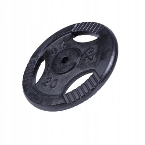 Obciążenie żeliwne z uchwytami 20kg, czarne, 30 mm 4