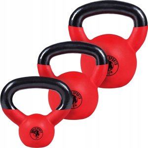 Kettlebell Gorilla Sports gumowany Różne rodzaje obciążenia w zestawie 2
