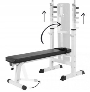 Ławka do wyciskania 3w1 biała + sztanga winylowa regulowana (zestaw 130 kg 30mm) 6
