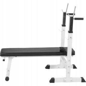 Ławka do wyciskania 3w1 biała + sztanga żeliwna regulowana (zestaw 60 kg 30mm) 6