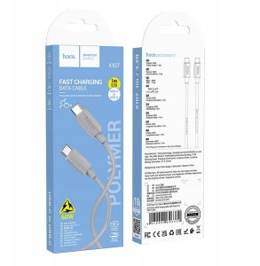 Kabel USB Hoco USB-C - USB-C 1 m Szary 2