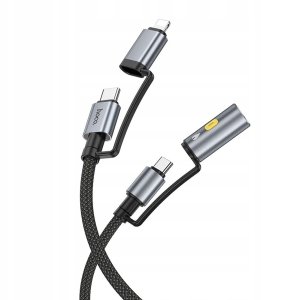 HOCO kabel All-in-one Typ C / Lightning do Typ C / Zapalniczka samochodowa PD 3A 60W U138 1,2 m szary 3