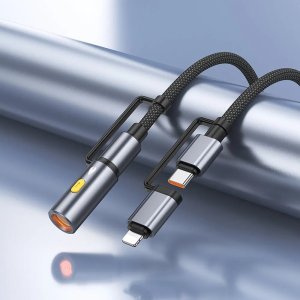 HOCO kabel All-in-one Typ C / Lightning do Typ C / Zapalniczka samochodowa PD 3A 60W U138 1,2 m szary 4